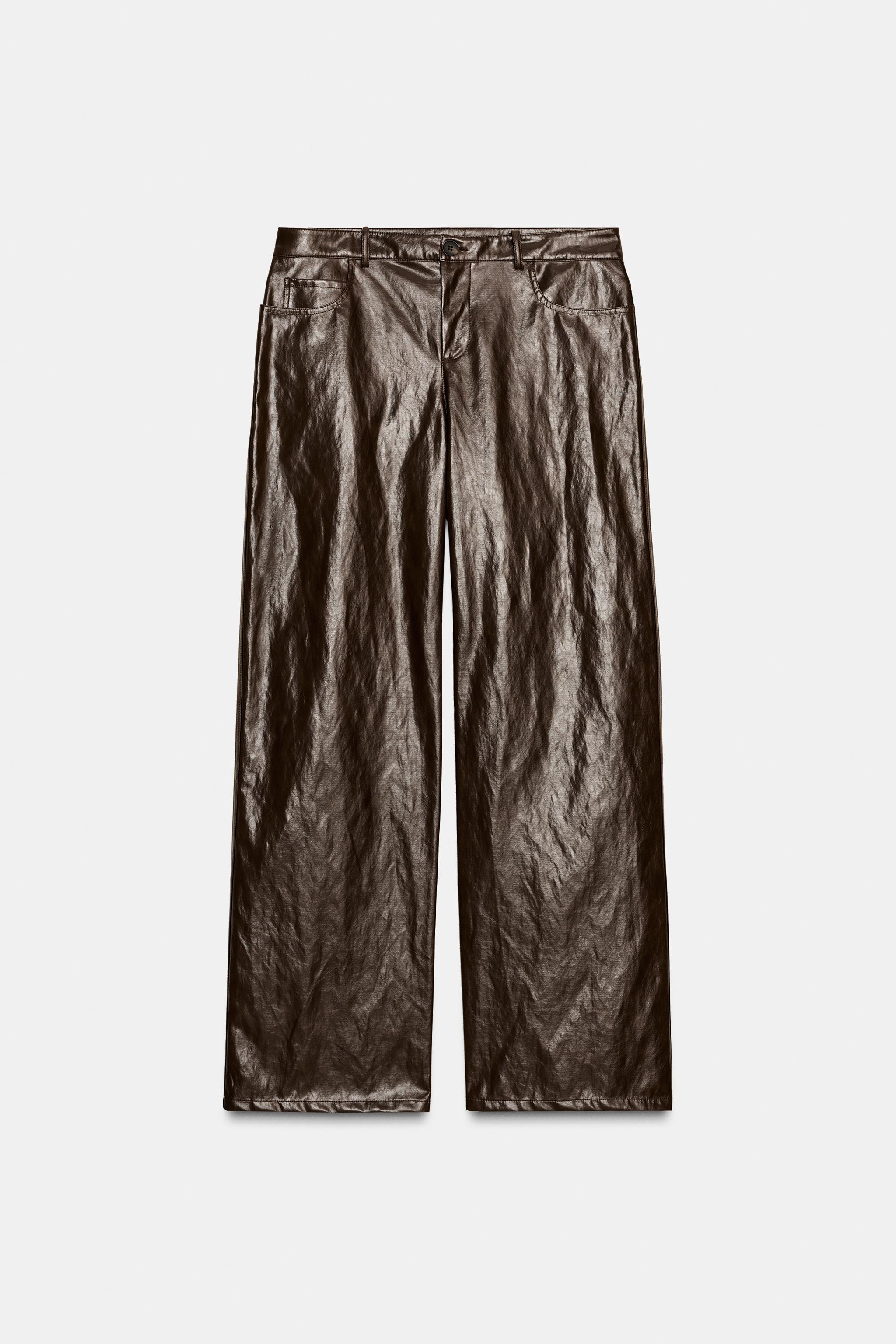 ZW COLLECTION FAUX LEATHER STRAIGHT LEG PANTS
